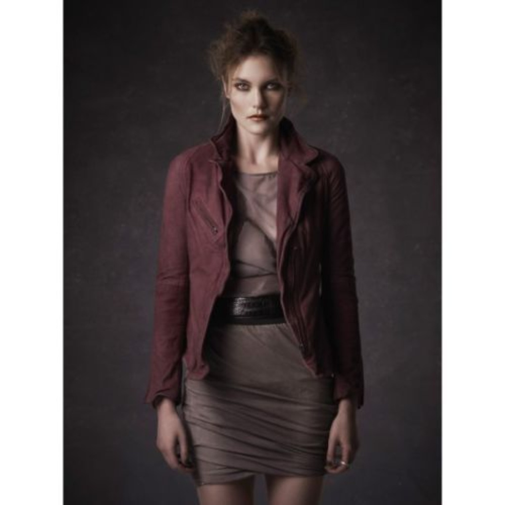 MUUBAA Amissus Fitted Leather Jacket Merlot Sz6